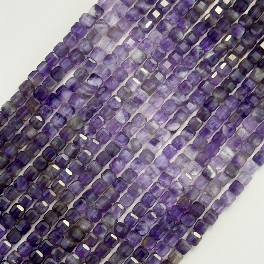 Amethyst Faceted Square Beads (AA Quality) image 0