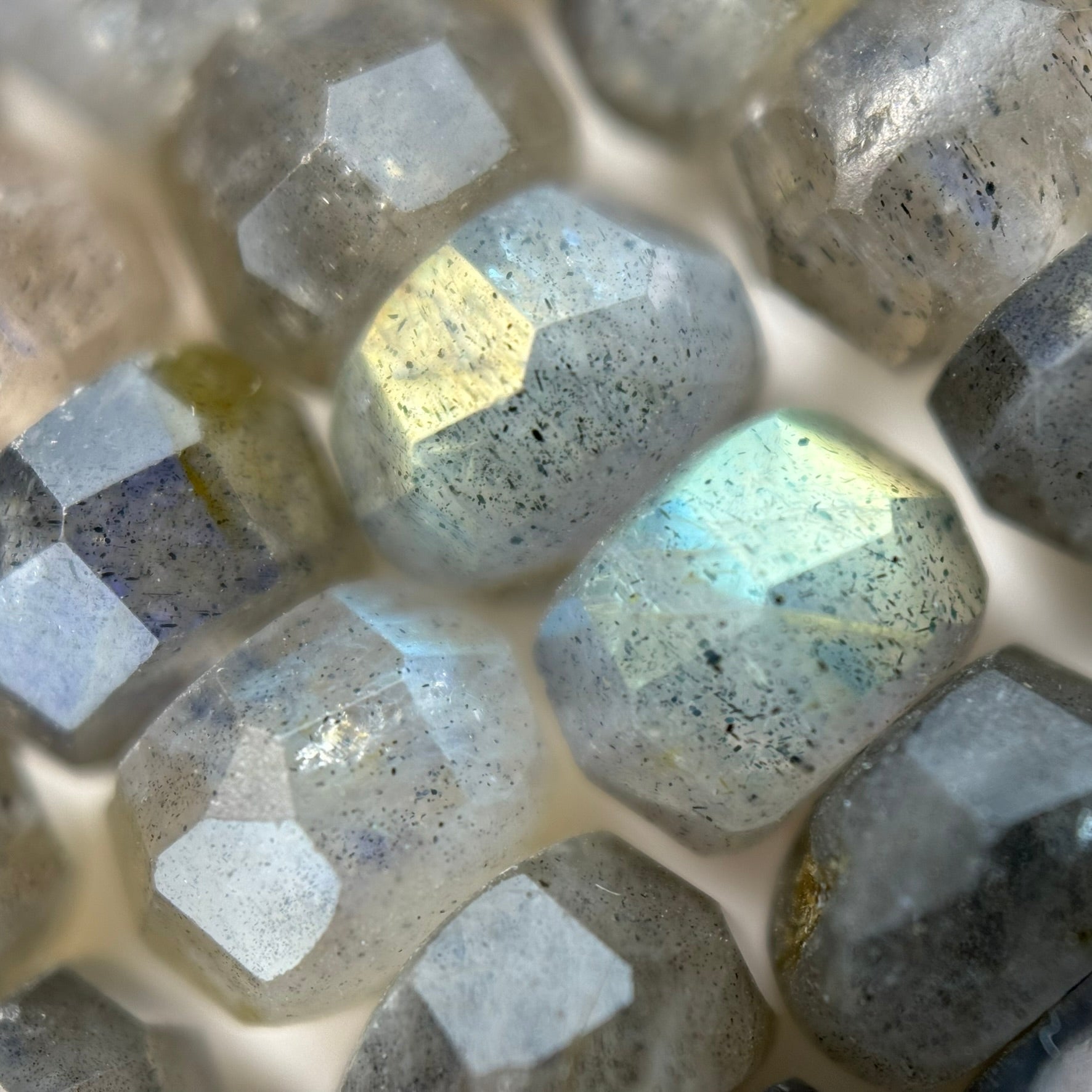 Labradorite Single Cut Faceted Rondelle Beads (High Quality) image 9