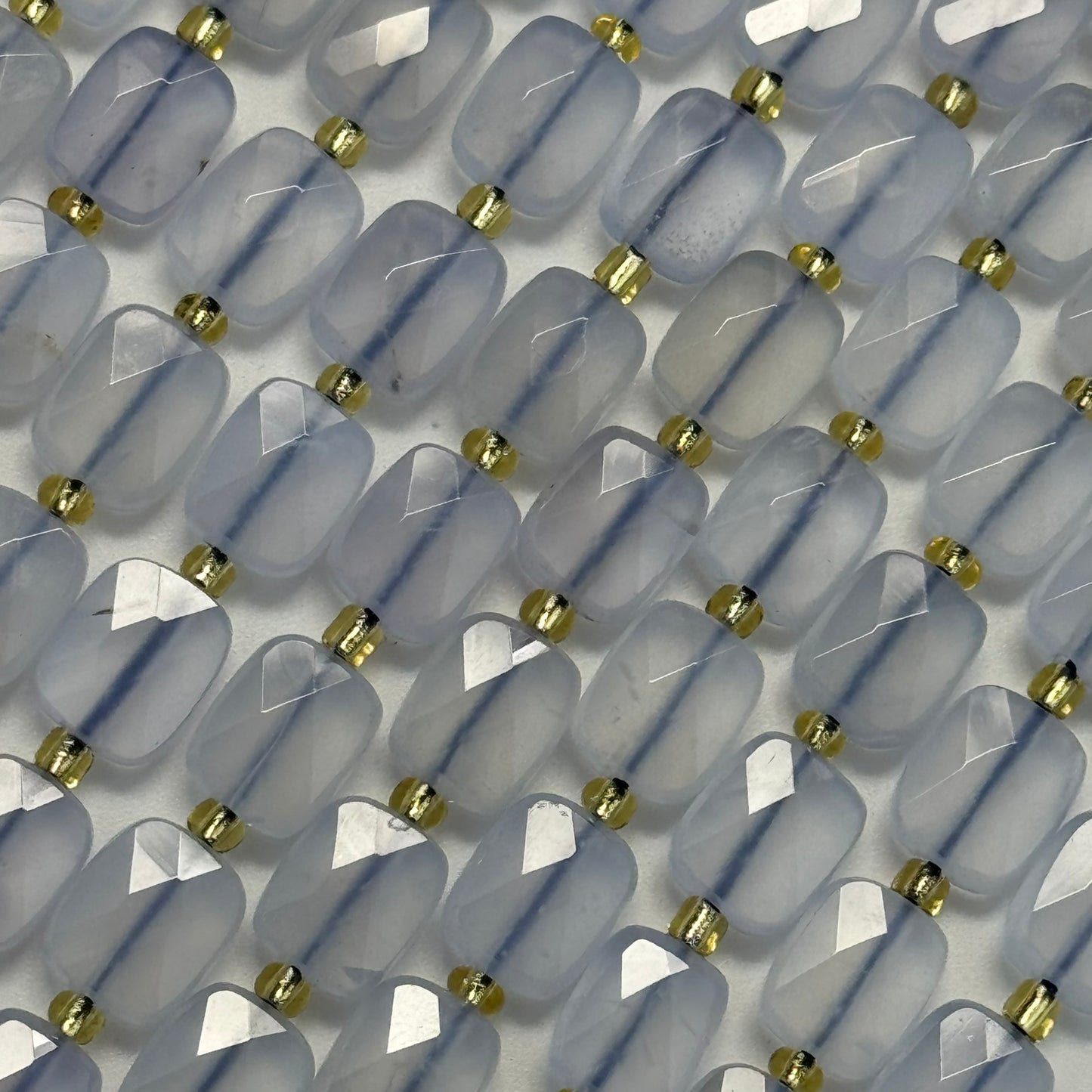 Blue Chalcedony Rectangular Faceted Cushion Cut Beads10xÂ8 mm Beads image 1