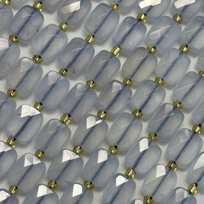 Blue Chalcedony Rectangular Faceted Cushion Cut Beads10xÂ8 mm Beads image 1