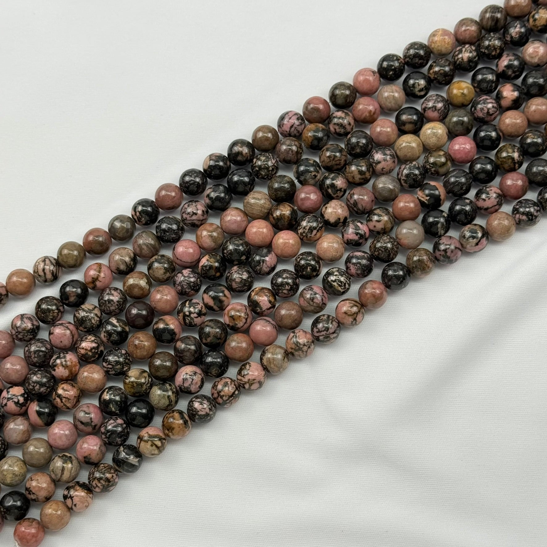 Dendritic Rhodonite Polished Round Beads image 5