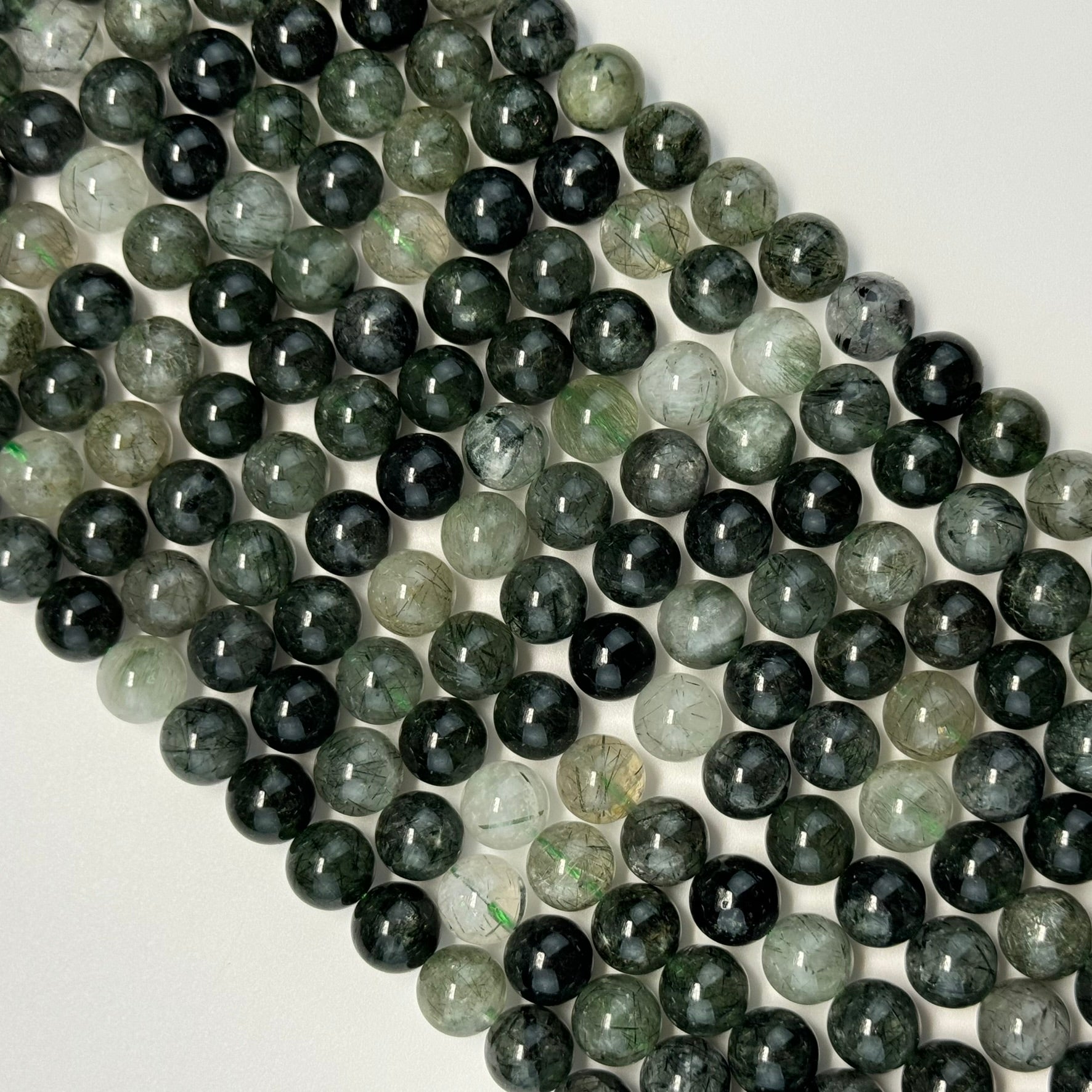 Green Rutilated Quartz Polish Round Beads image 3