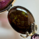 Triple Gemstone Pendant: Watermelon Tourmaline, Mexican Fire Agate & Pink Spinel image 8
