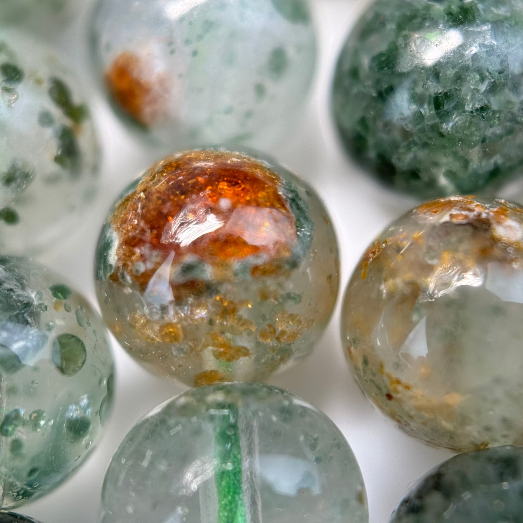 Green Phantom Polished Round Beads image 5