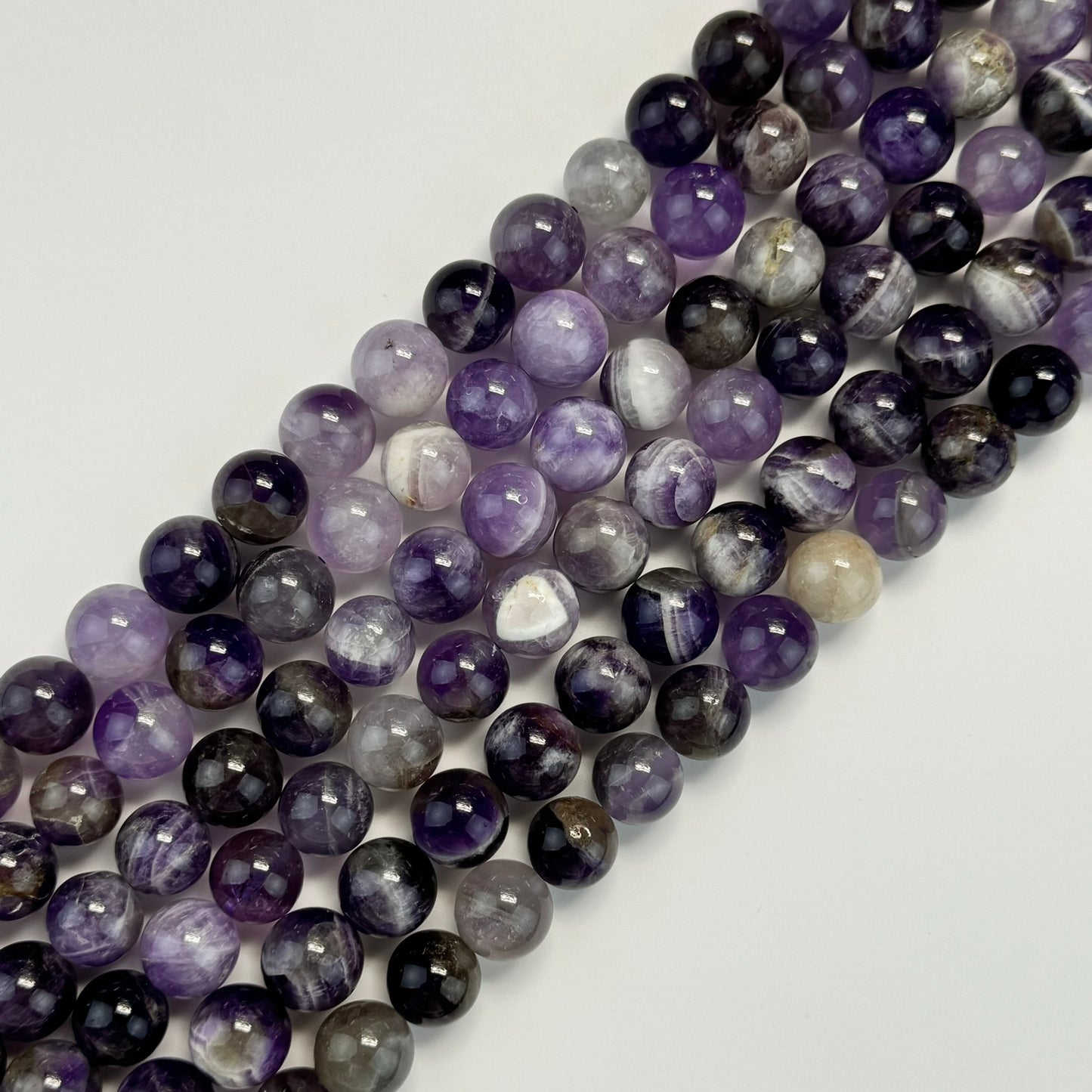 Chevron Amethyst Polished Round Beads image 2