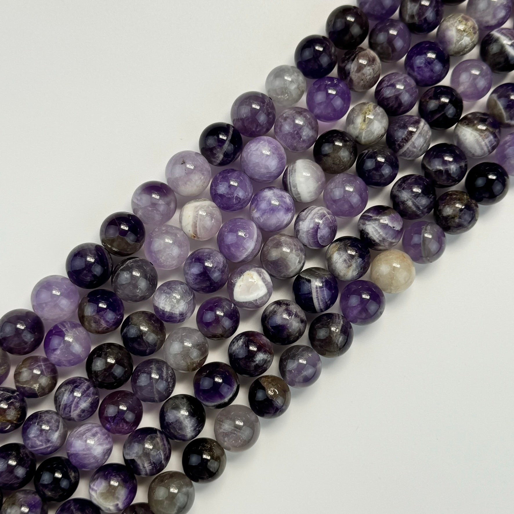 Chevron Amethyst Polished Round Beads image 2