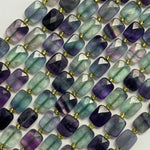 Rainbow Fluorite Rectangular Faceted Cushion Cut 10xÂ8 mm Beads image 4