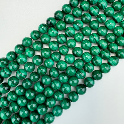 Malachite Polished Round Beads  A-AA-AAA Quality image 6