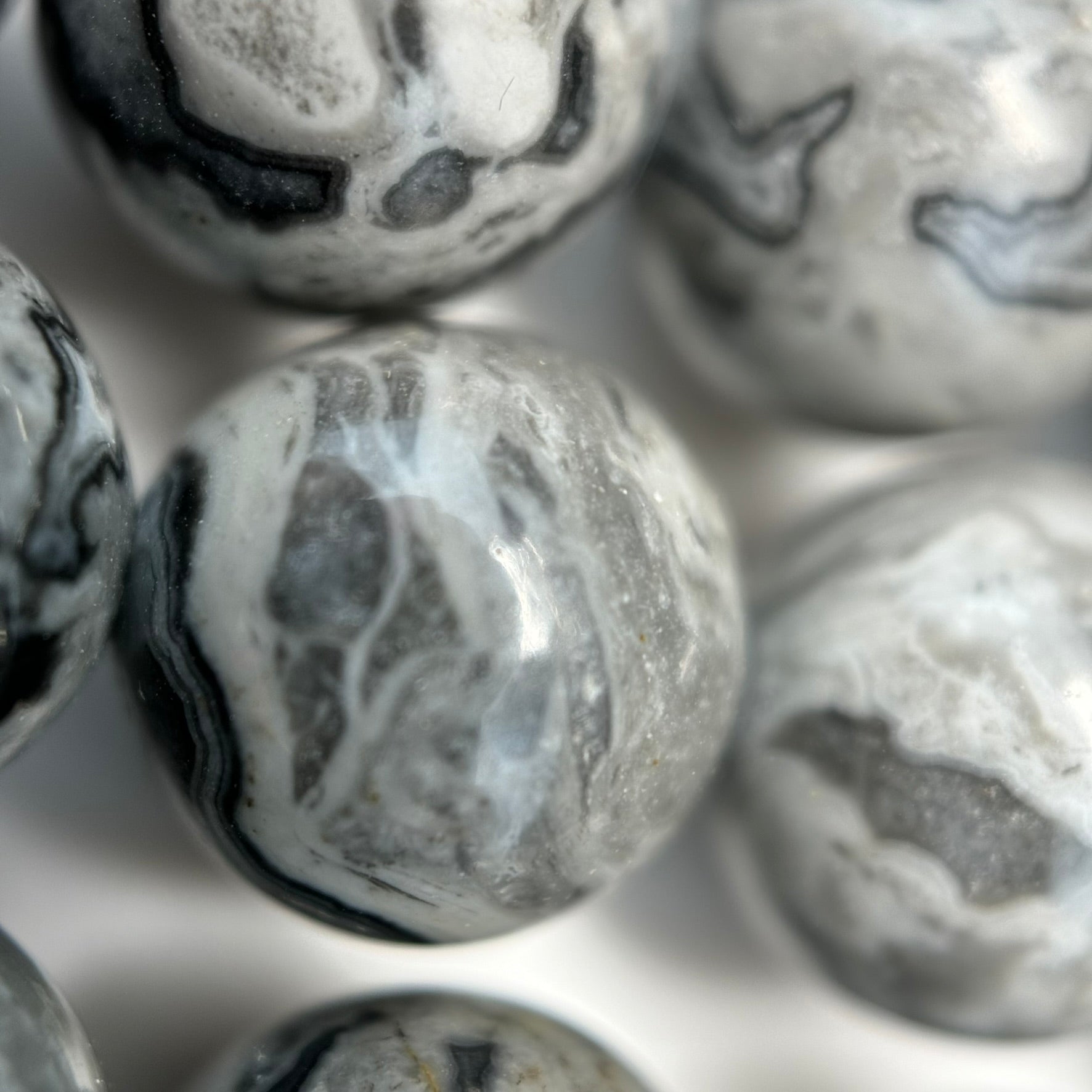 Grey Crazy Lace Agate Polished Round Beads image 7