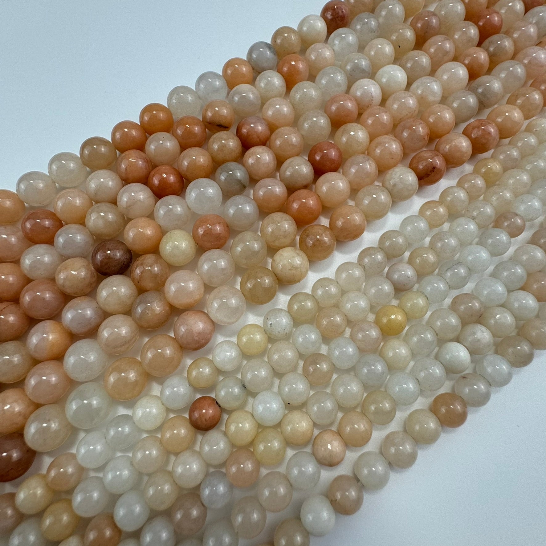 Peach Aventurine Quartz Polished Round Beads image 3