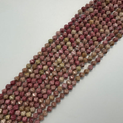 Rhodonite Diamond Cut Beads - A Quality image 6