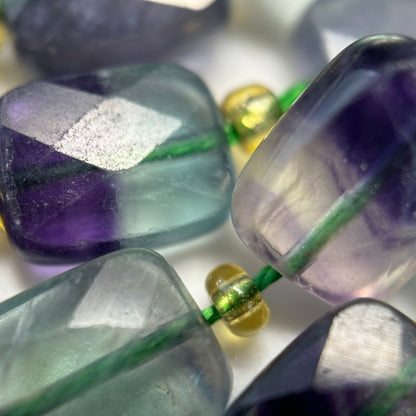 Rainbow Fluorite Rectangular Faceted Cushion Cut 10xÂ8 mm Beads image 5
