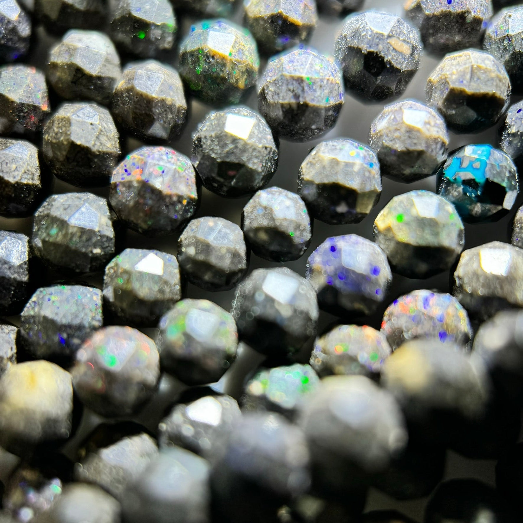 Black Opal Faceted Round Beads image 5