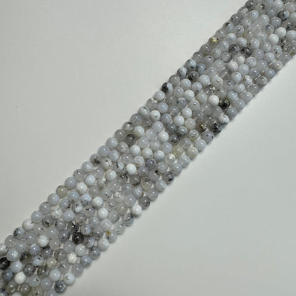 Dendritic White Chalcedony Polished Round Beads image 4