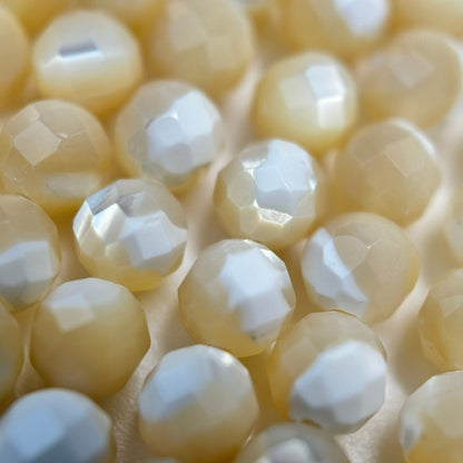 Beige Mother of Pearl Faceted Round Beads image 6