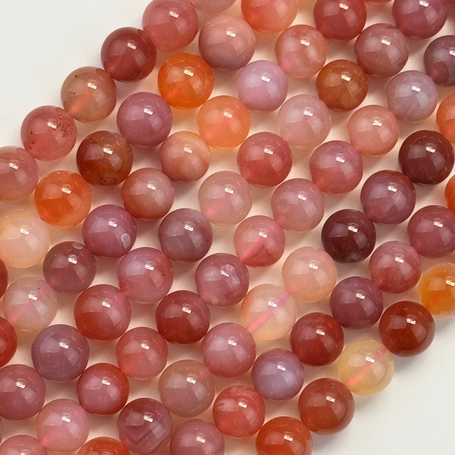 Pink Carnelian Beads -  Polished Round