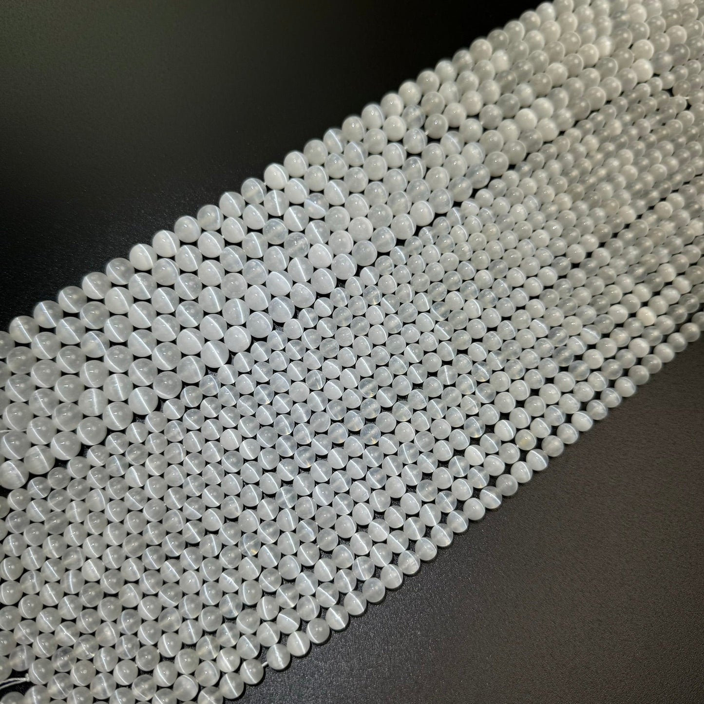 Selenite Polished Round Beads - (AAA Quality)
