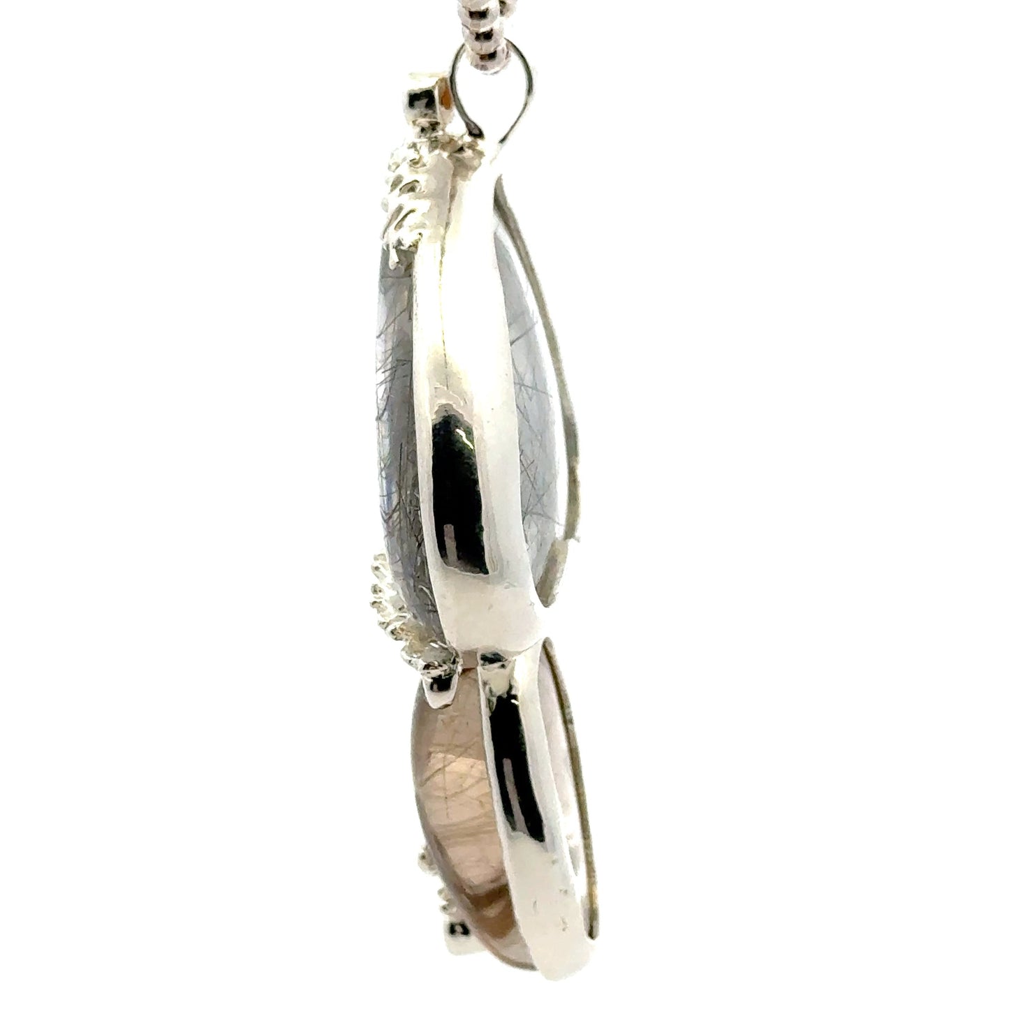 Rutilated Quartz Coral Reef Pendant with Blue & Orange Sapphire,Quartz & Citrine