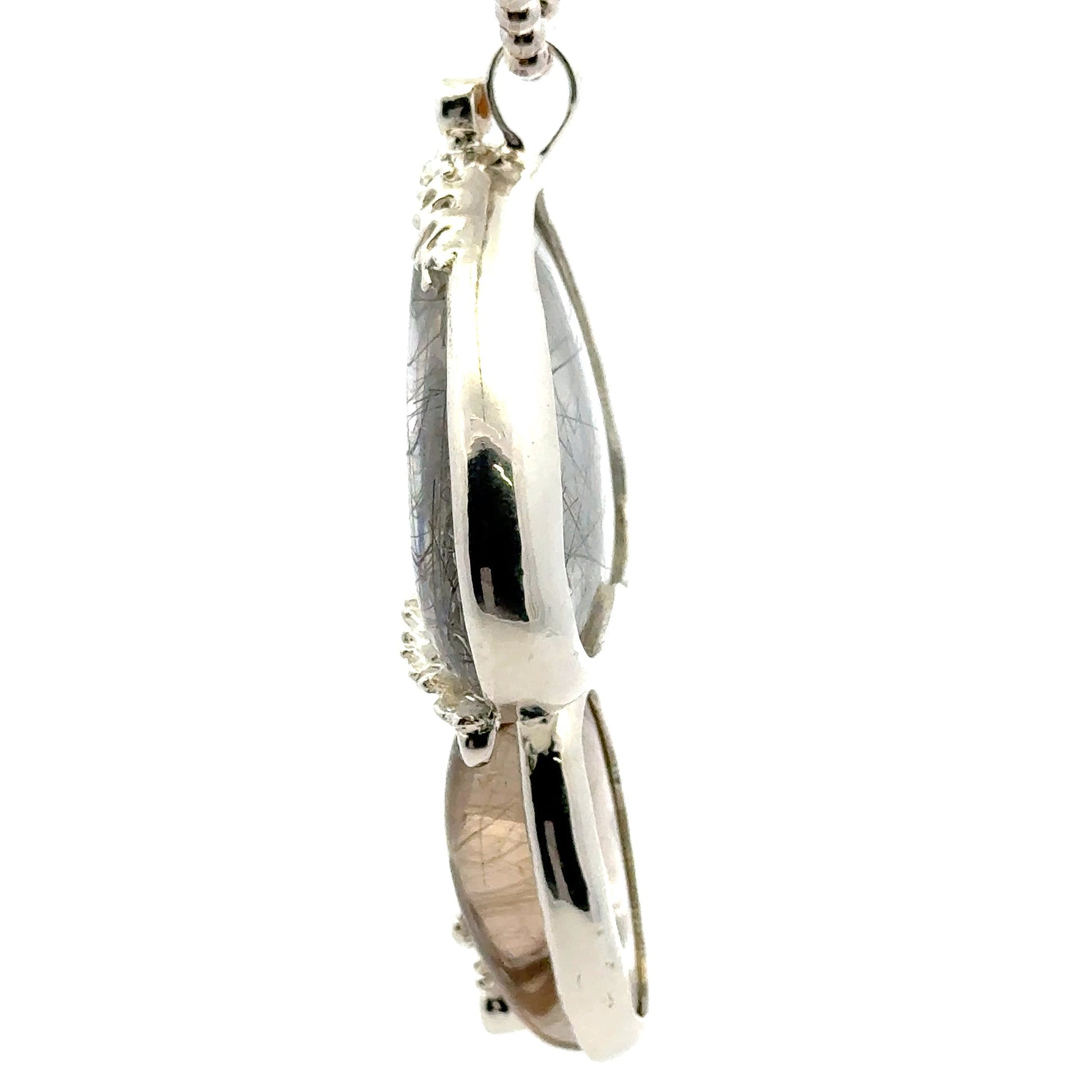 Rutilated Quartz Coral Reef Pendant with Blue & Orange Sapphire,Quartz & Citrine