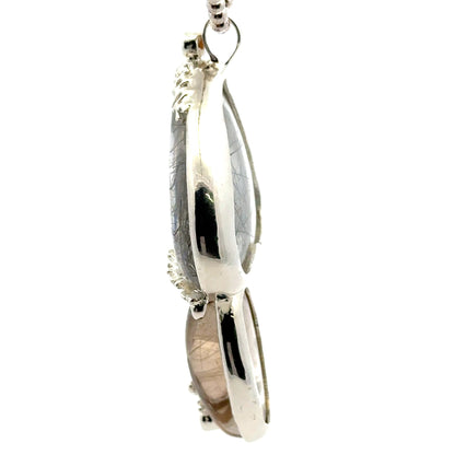 Rutilated Quartz Coral Reef Pendant with Blue & Orange Sapphire,Quartz & Citrine