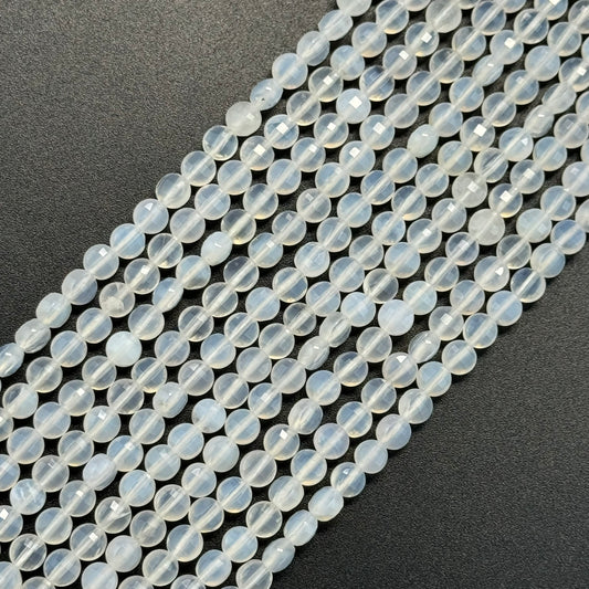 White Agate Lentil Beads