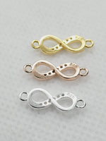 16mm Figure 8 Connector with Cubic Zirconia | 925 Sterling Silver | (3 colours) image 1