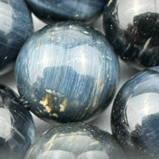 Tiger's Eye Natural Blue Polished Round Beads