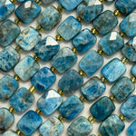 Blue Apatite Rectangular Faceted Cushion Cut Beads10xÂ8 mm Beads image 1