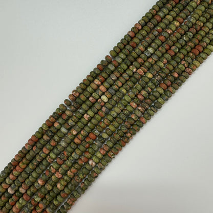Unakite Frosted Rondelle Beads image 3