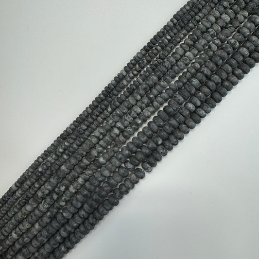Larvikite Frosted 6-10mm Rondelle Beads