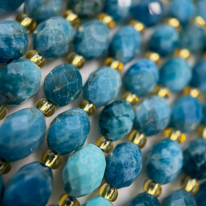 Blue Apatite Faceted Barrel 8 Beads image 5