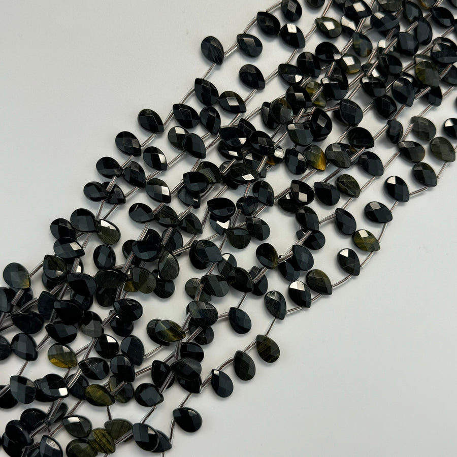 Blue Tiger's Eye Faceted Pear Shape Beads image 0