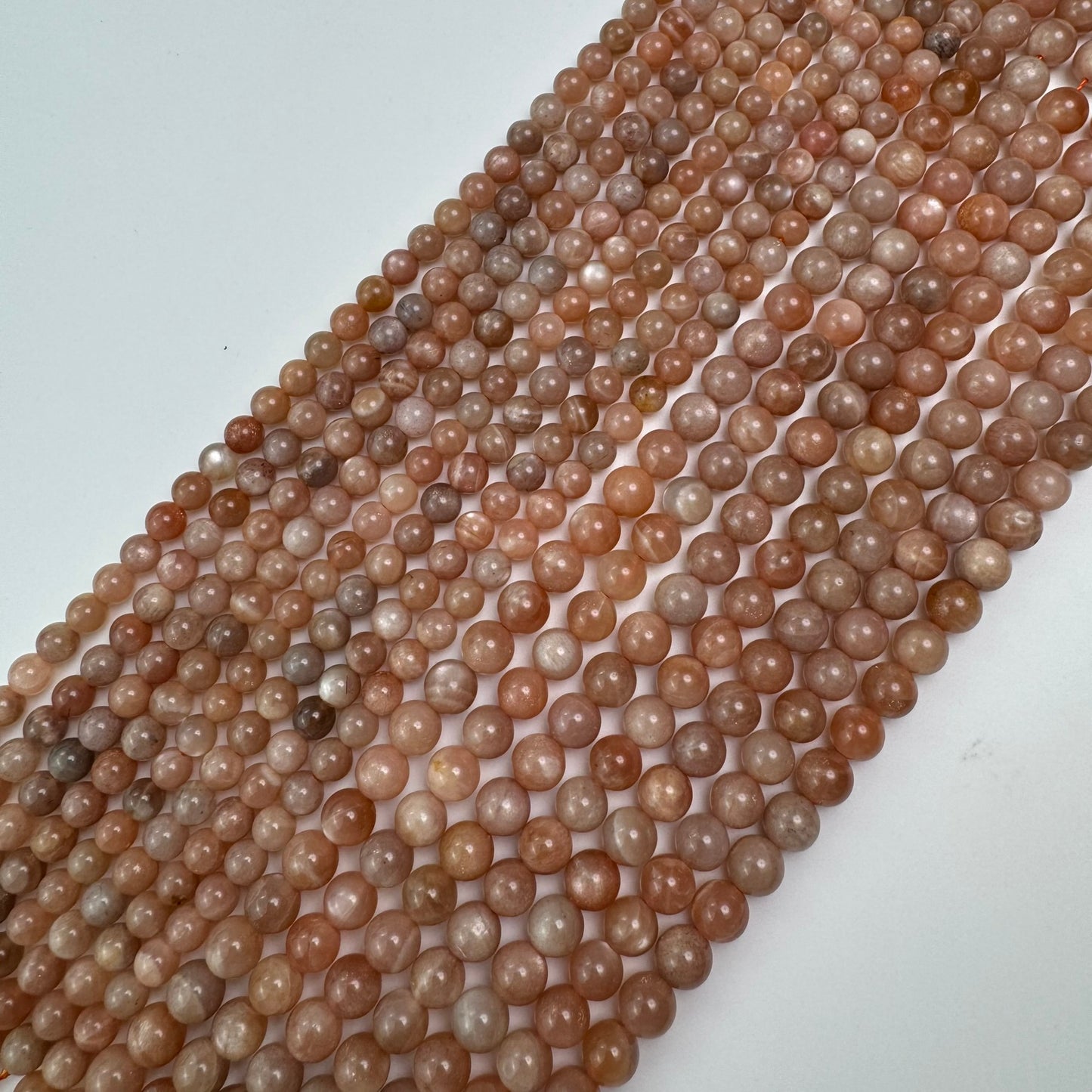 Sunstone & Moonstone (Peach) Polished Round Beads image 3