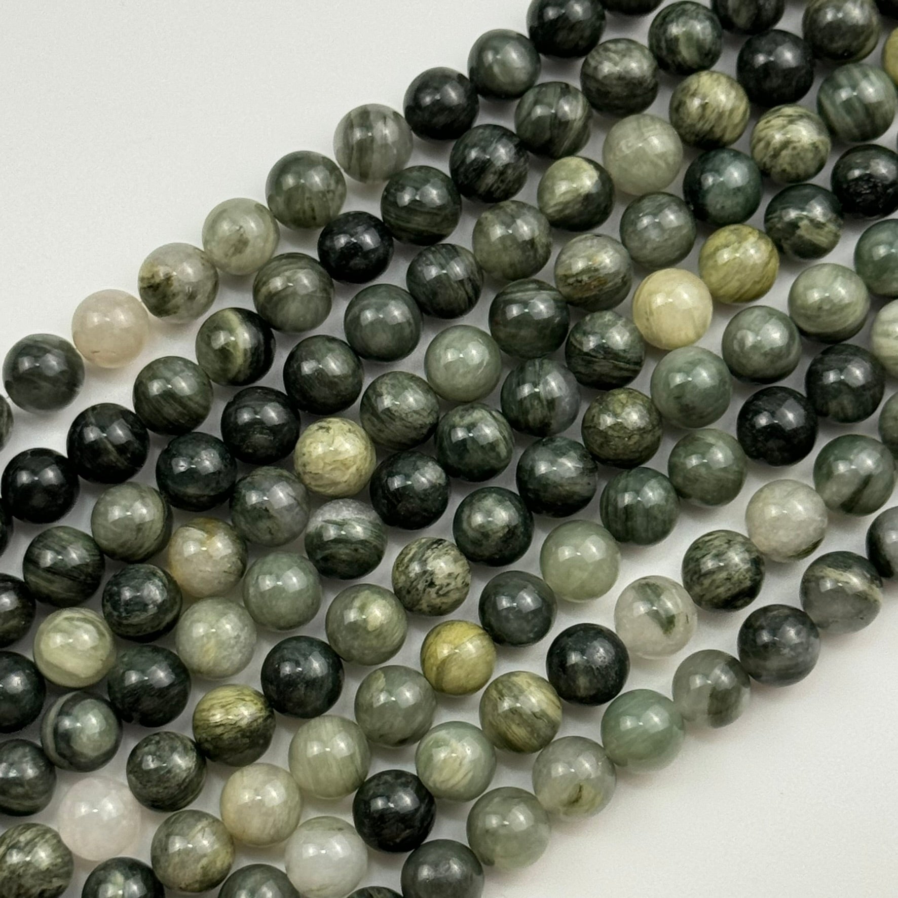 Green Tornado Quartz Polished  Round Beads image 6