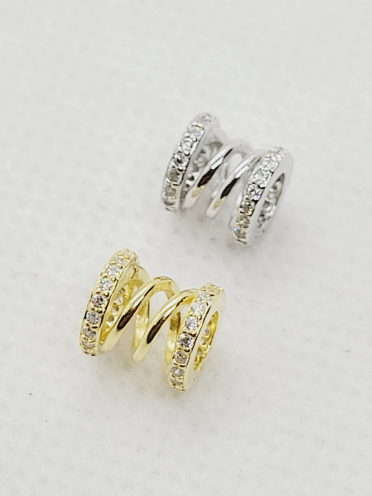 Spring Cubic Zirconia Spacers | 925 Sterling Silver (2 colours) image 0