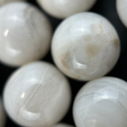 White Lace Chalcedony Polished Round Beads image 4
