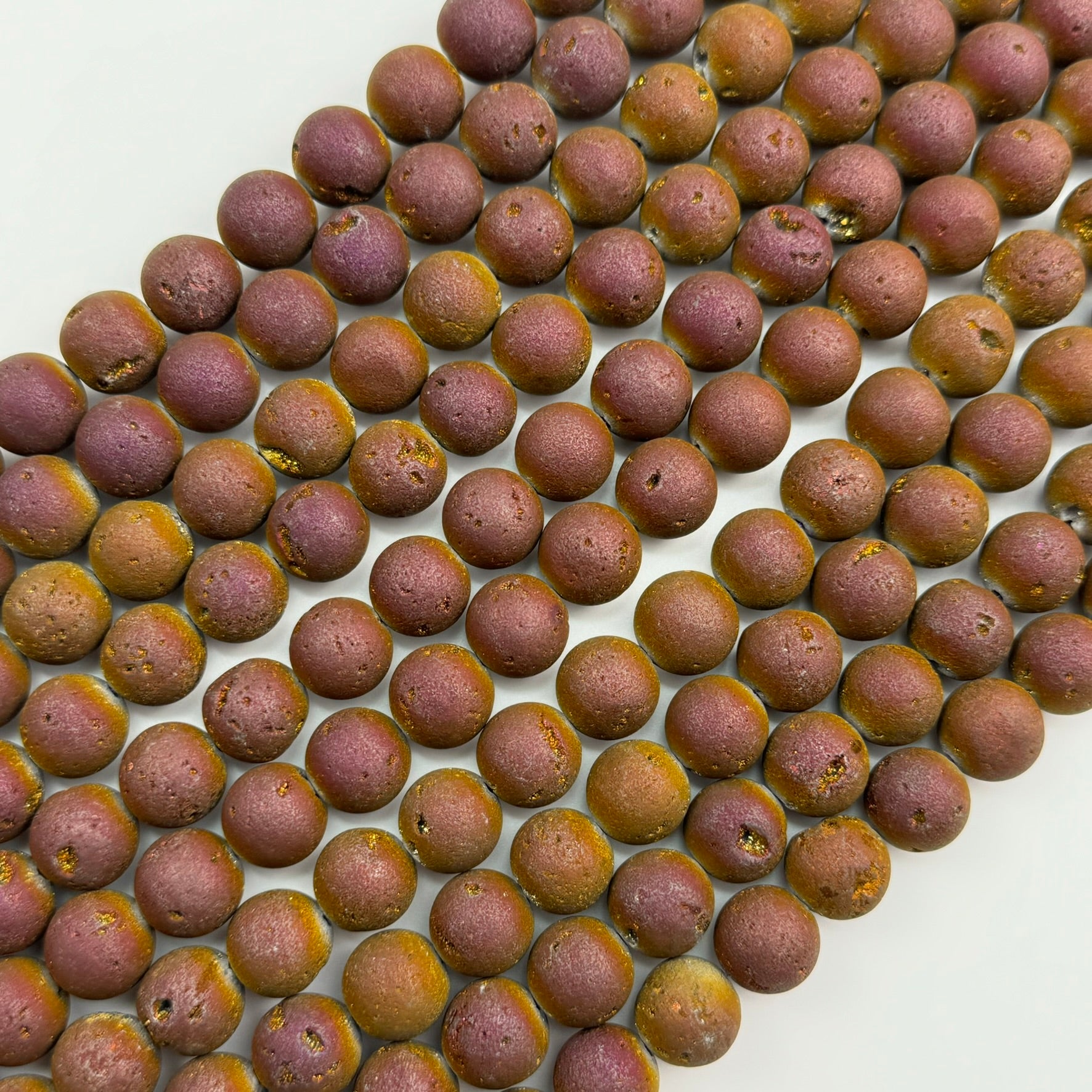 Titanium Plated Flame Druzy Quartz Round Beads image 2