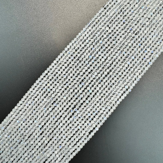 Moonstone Rainbow Faceted Round Beads - (AAAA Quality)