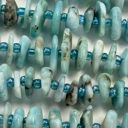Larimar Disc Blade Polished Beads image 4