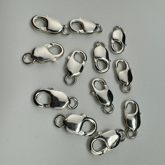 925 Sterling Silver Oblong Lobster Clasp Open Jump Ring 18mm - (Each) image 0