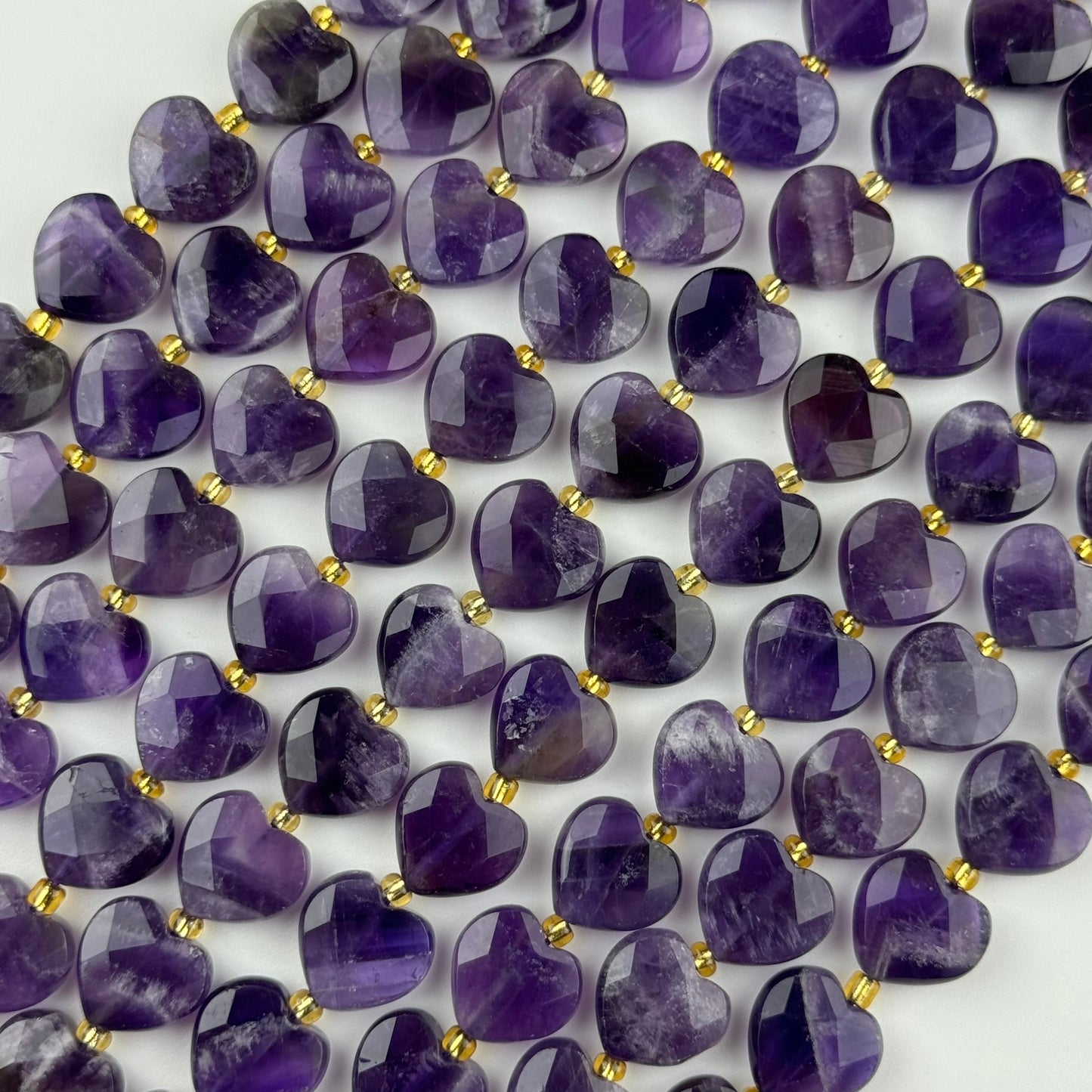 Chevron Amethyst Faceted Heart 12xï¿½12 mm Beads image 3