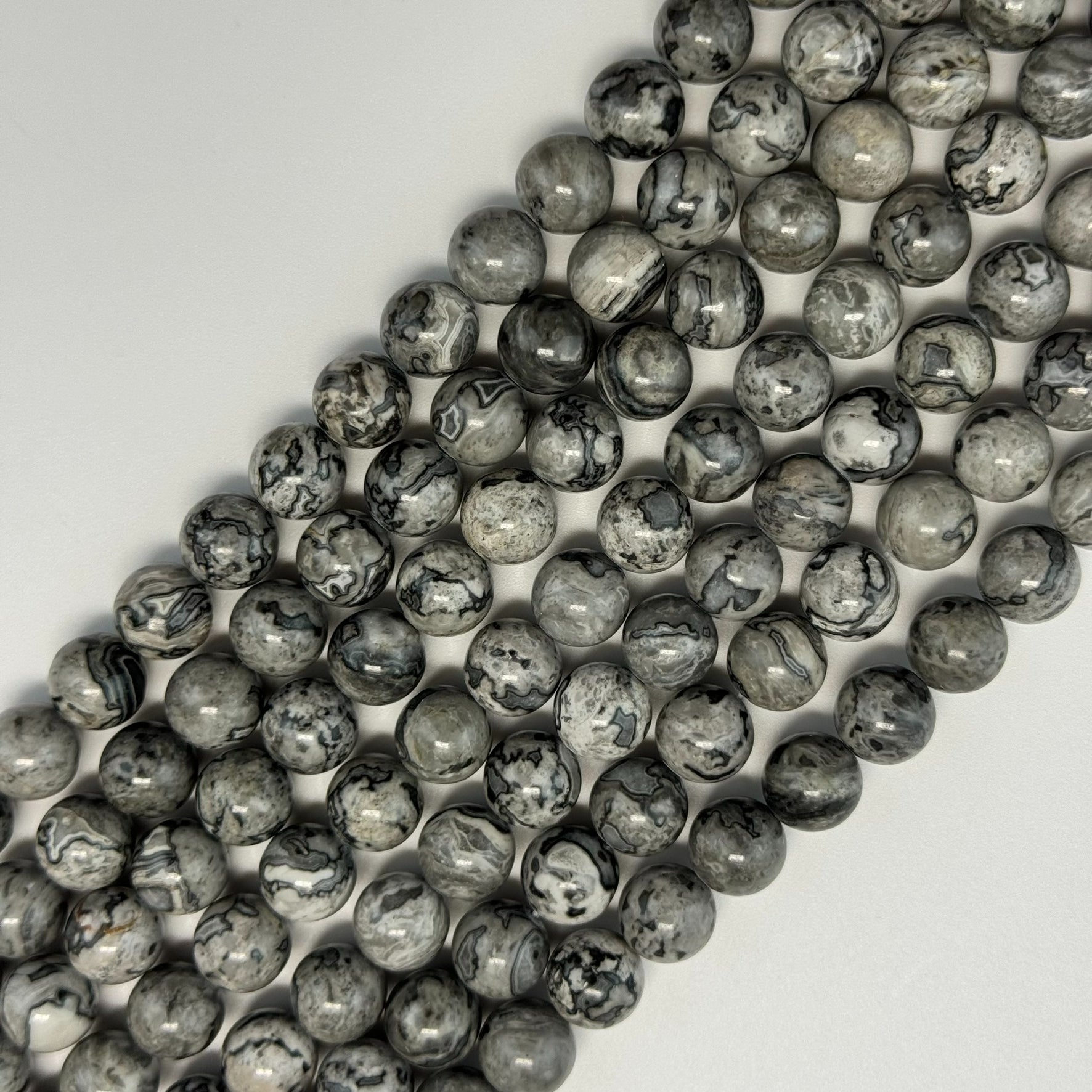 Grey Crazy Lace Agate Polished Round Beads image 0