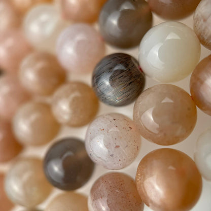 Mix-Pink Moonstone & Sunstone AA Polished Round Beads image 5