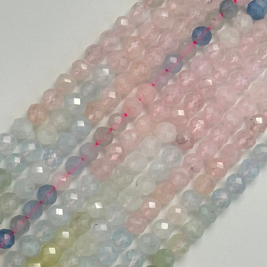Morganite Aquamarine Faceted Round Beads - AAA Quality image 0