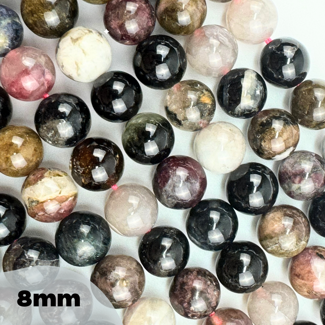 Multi-Coloured Tourmaline Polished Round Beads image 5