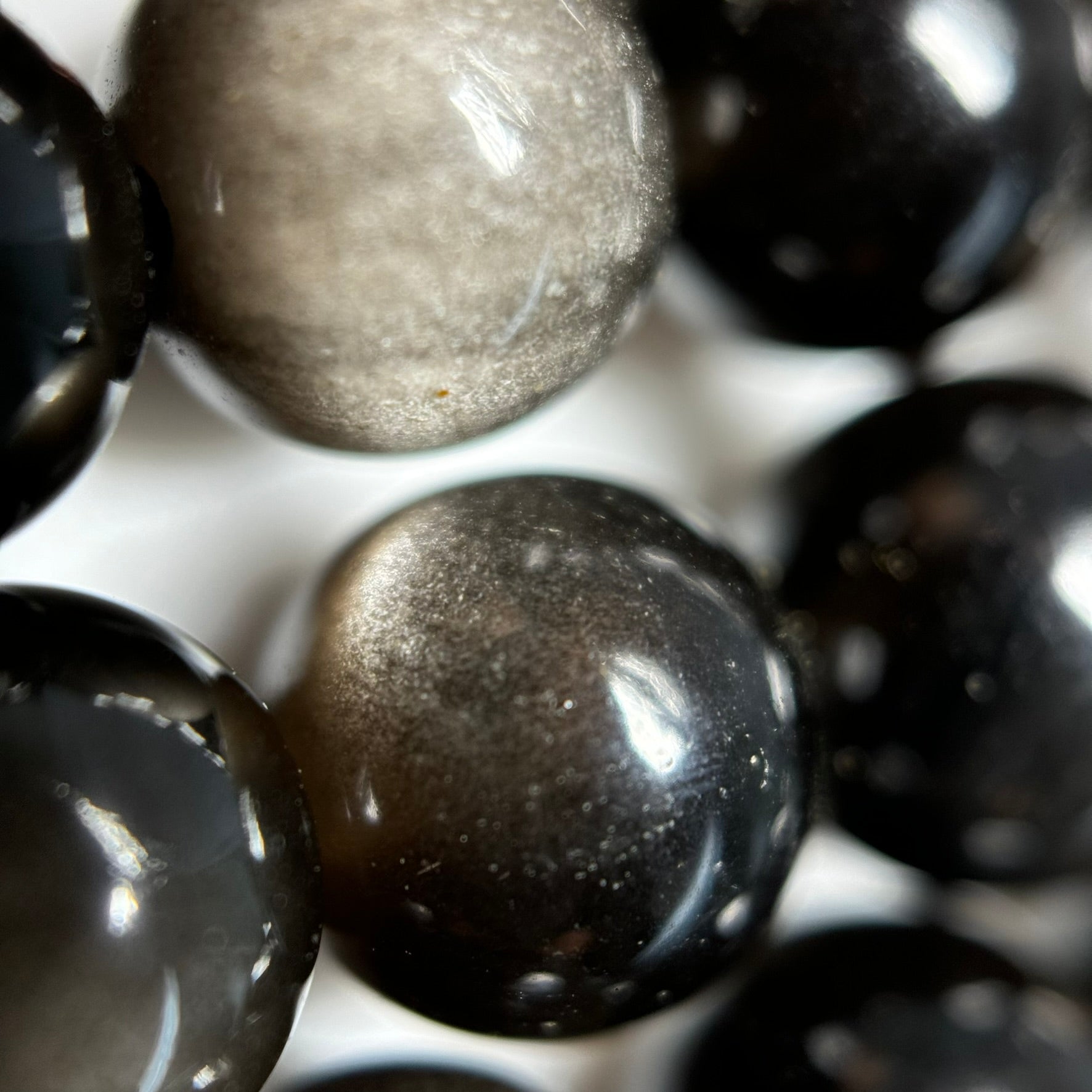 Silver Sheen Obsidian Polished Round Beads image 1