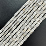White Lace Agate Chalcedony Frosted Rondelle Beads image 2