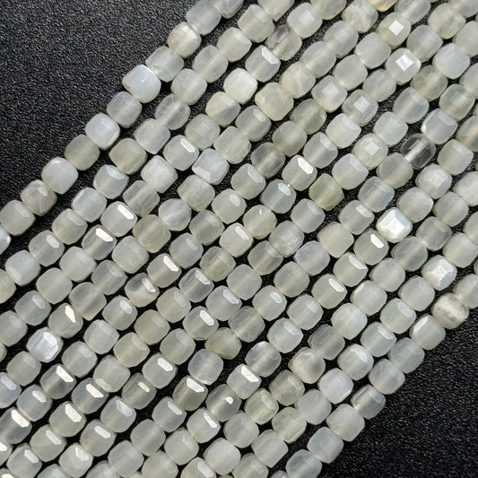 White Moonstone Square Beads image 0