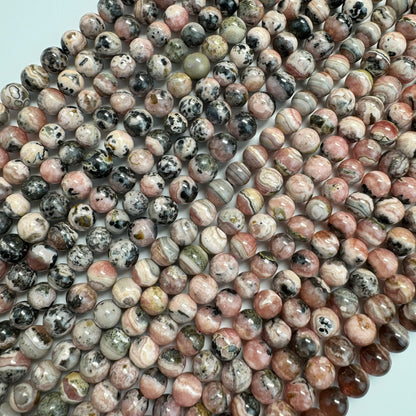 Dendritic Rhodochrosite Polished Round Beads image 13