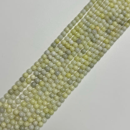 Light Lemon Serpentine Polished Round Beads image 5